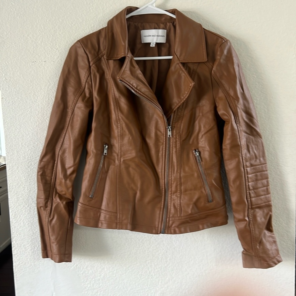 Cupcakes And Cashmere Faux Leather Moto Jacket Size Small